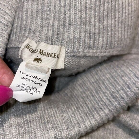 World‎ Market Sweater Jogger Pants Womens S/M Drawstring Tapered Wool Blend Gray - Picture 5 of 7